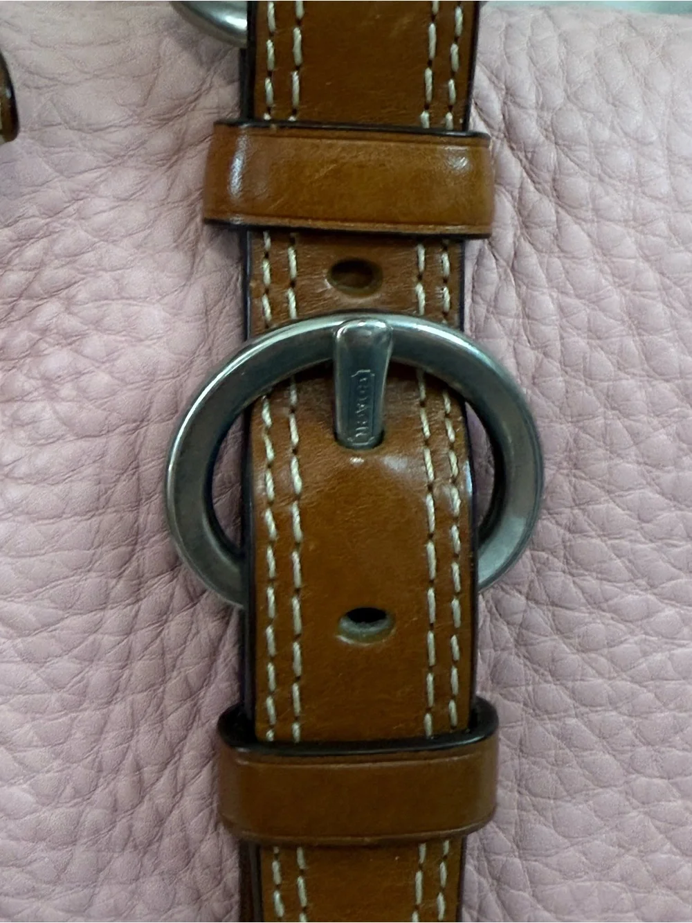 Coach Women's Chelsea Pink Leather Shoulder Bag Brown Strap Accents K0782-F10887